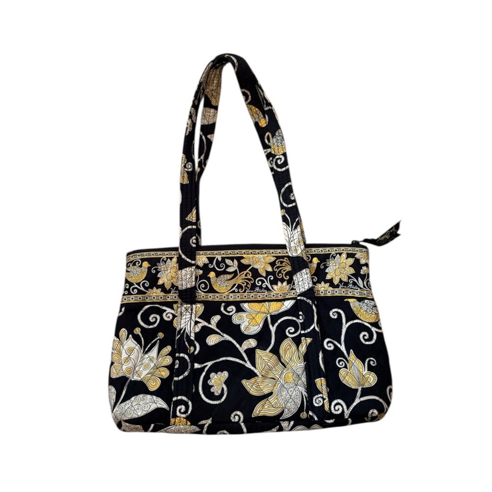 Vera Bradley Handbag Yellow Bird Pattern Shoulder Bag Purse Zipper Closure